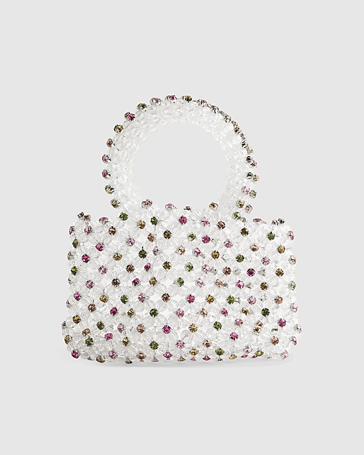 River Island Multi Colour Diamante Beaded Clutch Bag