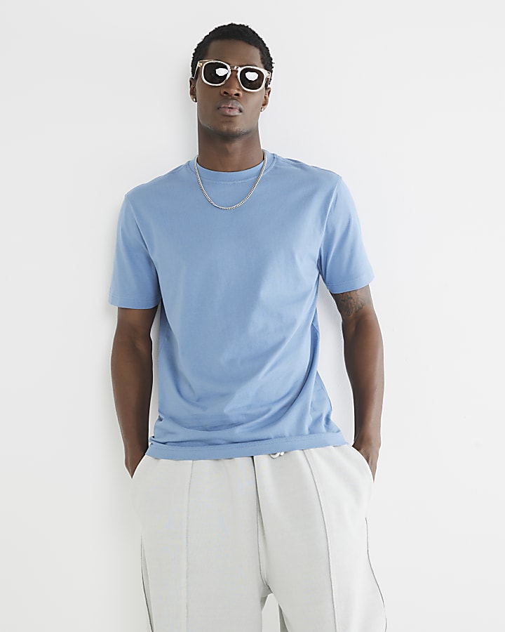 River Island Navy 3 Pack Short Sleeve Slim Fit T-Shirt