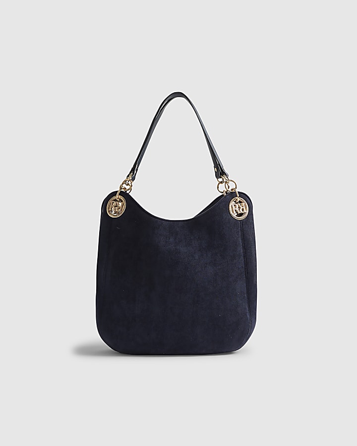 River Island Navy Branded Eyelet Slouch Shoulder Bag