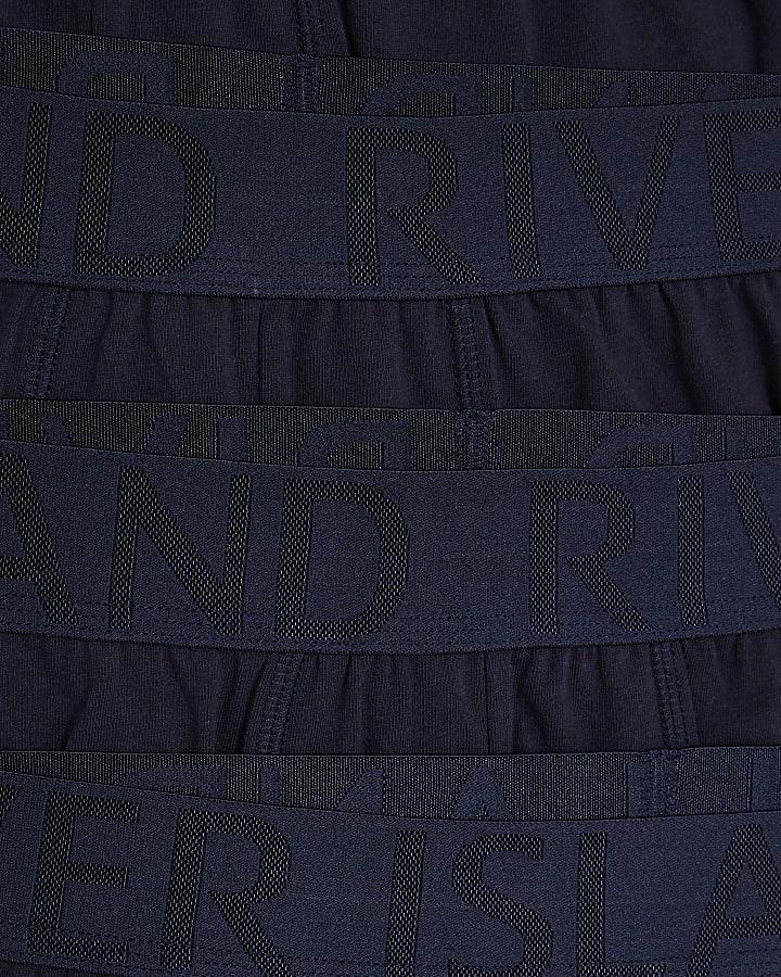 River Island Navy Jacquard Waistband Pack Of 5 Trunks