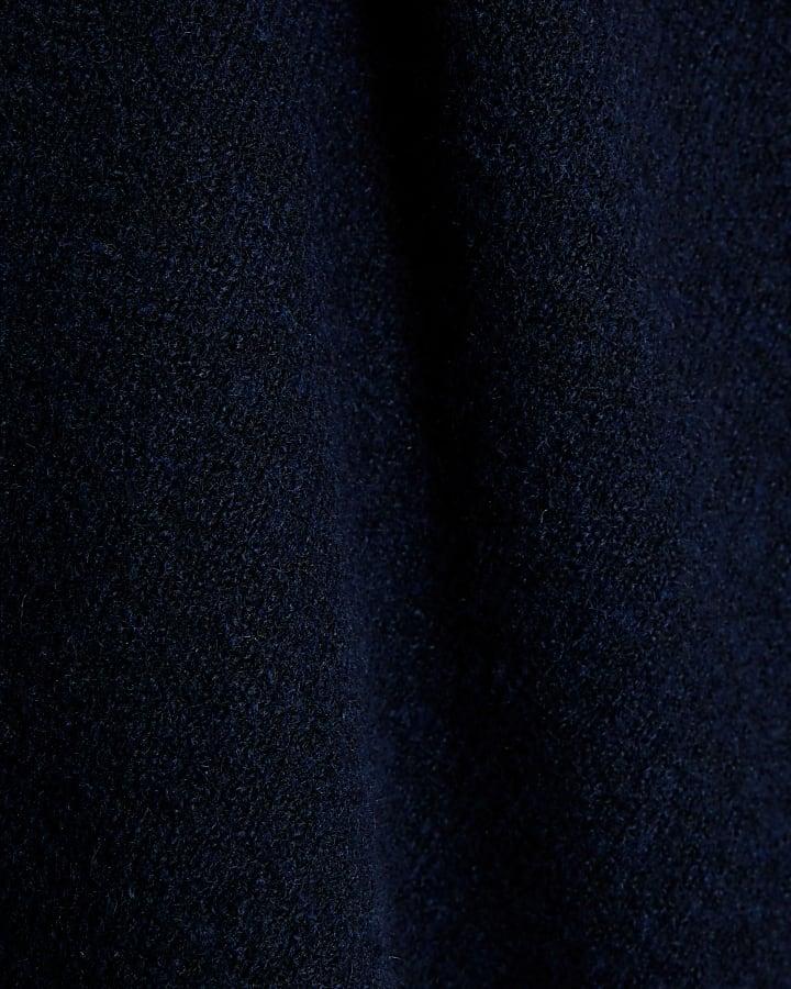 River Island Navy Knitted Triangle Button Detail Cape