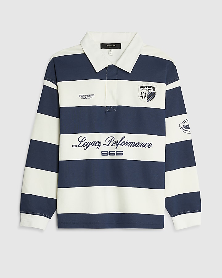 river island Navy Regular Fit Penrose Striped Shirt