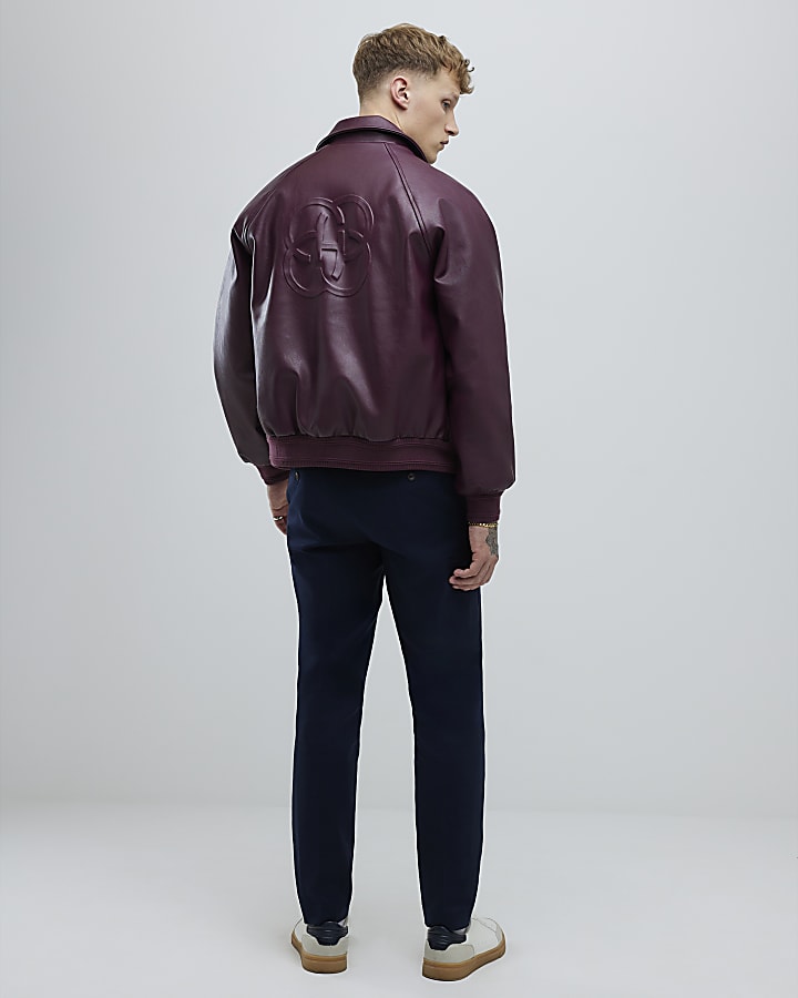 River Island Navy Slim Fit Elasticated Chino Trousers