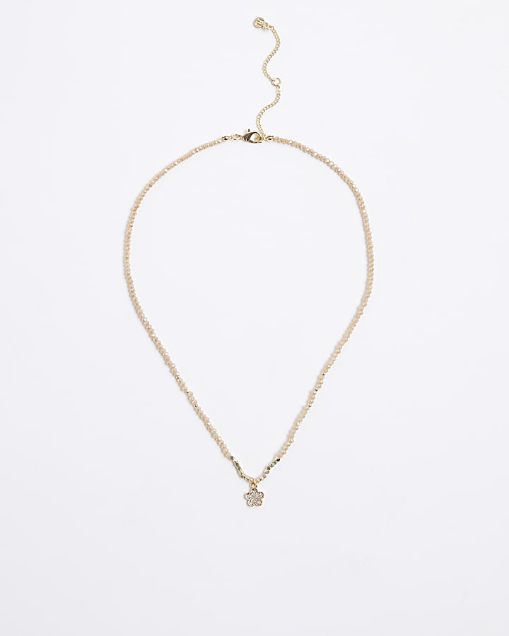 River Island Orange November Birthstone Beaded Necklace