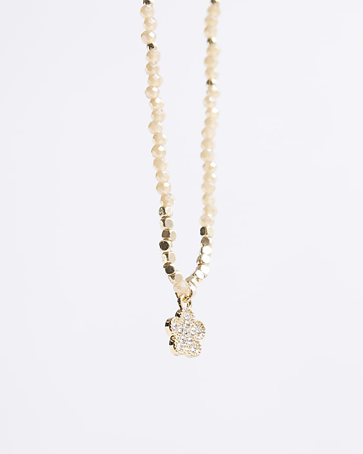 river island Orange November Birthstone Beaded Necklace