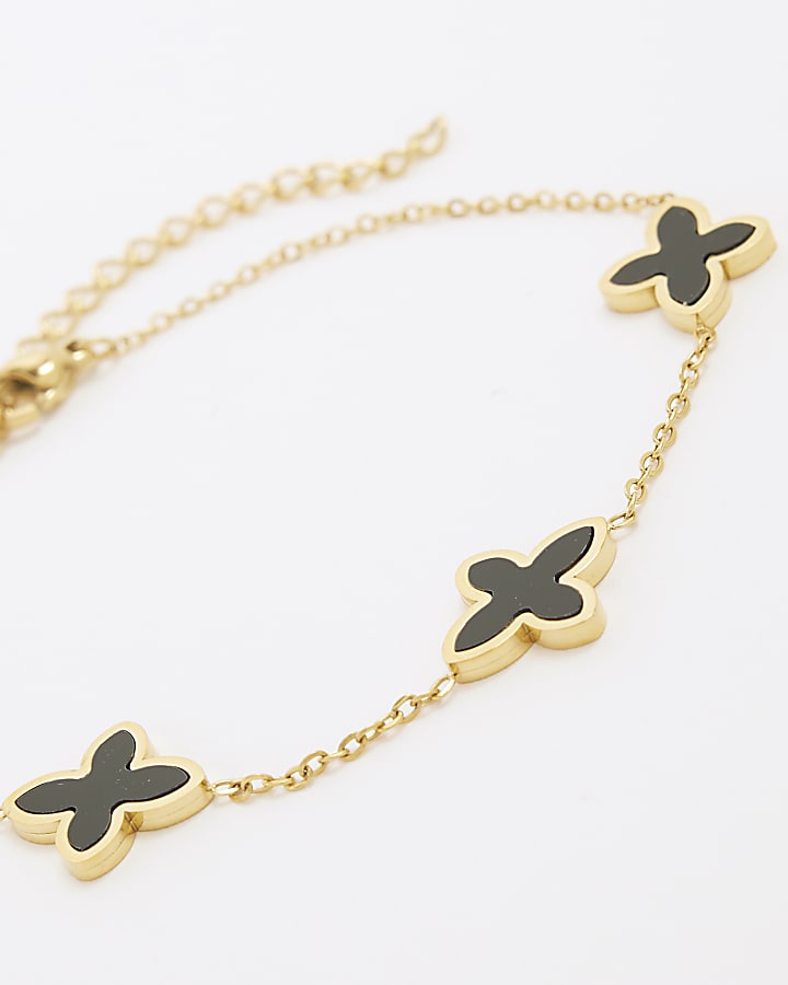 River Island Pack Of 2 Gold Bangle Clover Bracelets