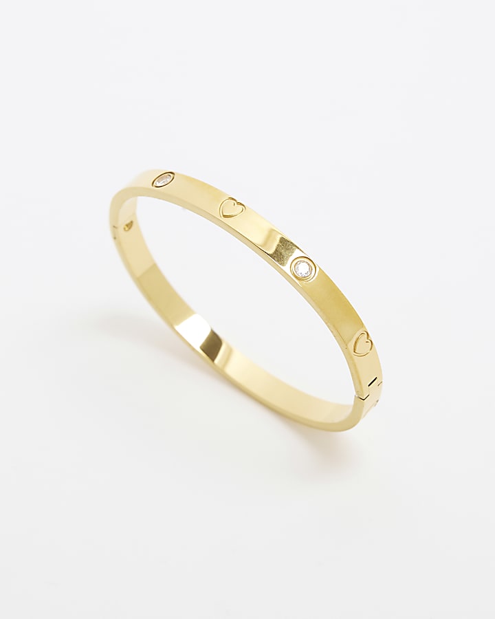 river island Pack of 2 Gold Bangle Clover Bracelets
