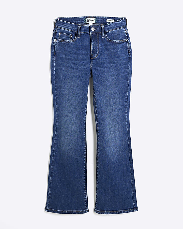 river island Petite Blue Denim Mid Rise Bootcut Jeans