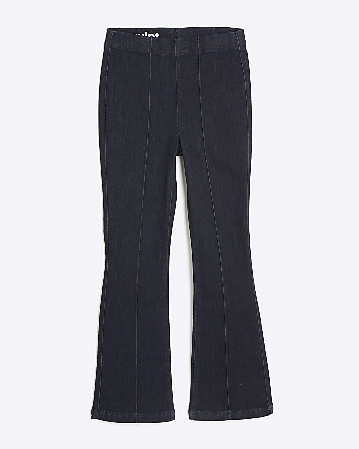 river island Petite Blue High Rise Pull On Flared Jeans