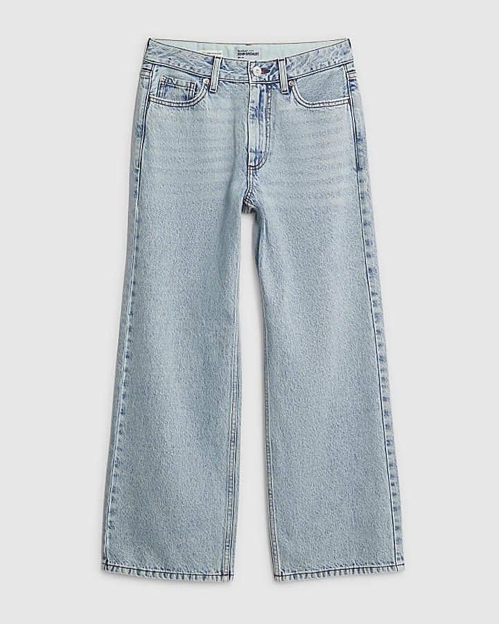 river island Petite Blue High Rise Relaxed Straight Jeans