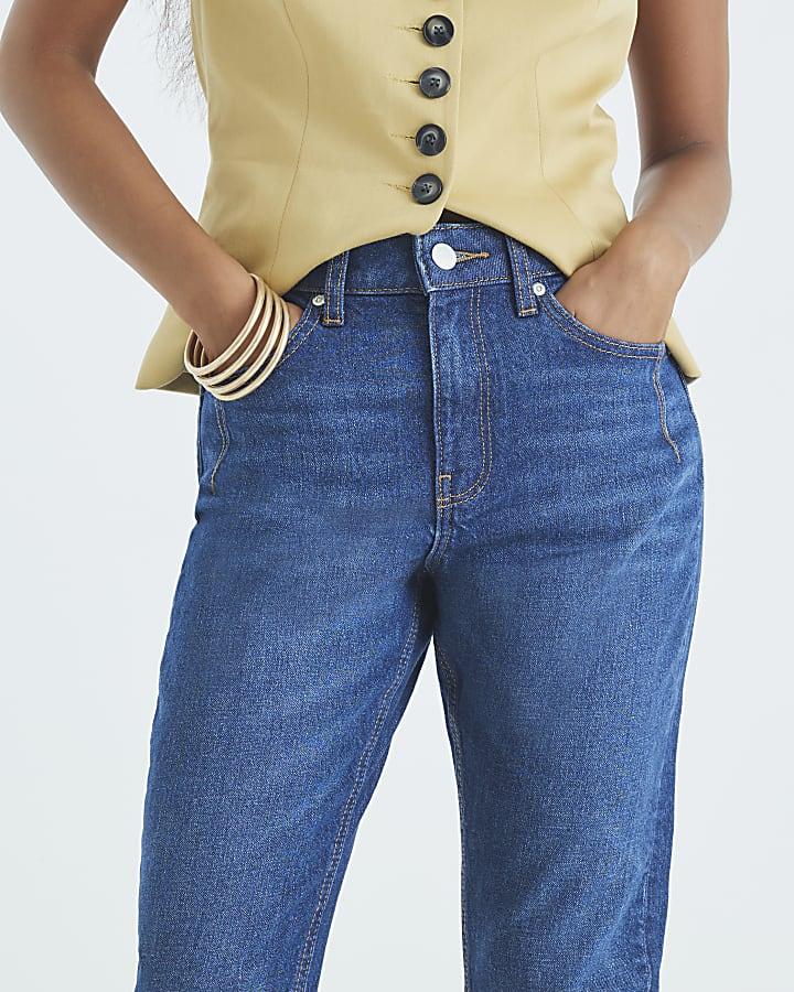 River Island Petite Blue High Rise Sculpt Mom Jeans