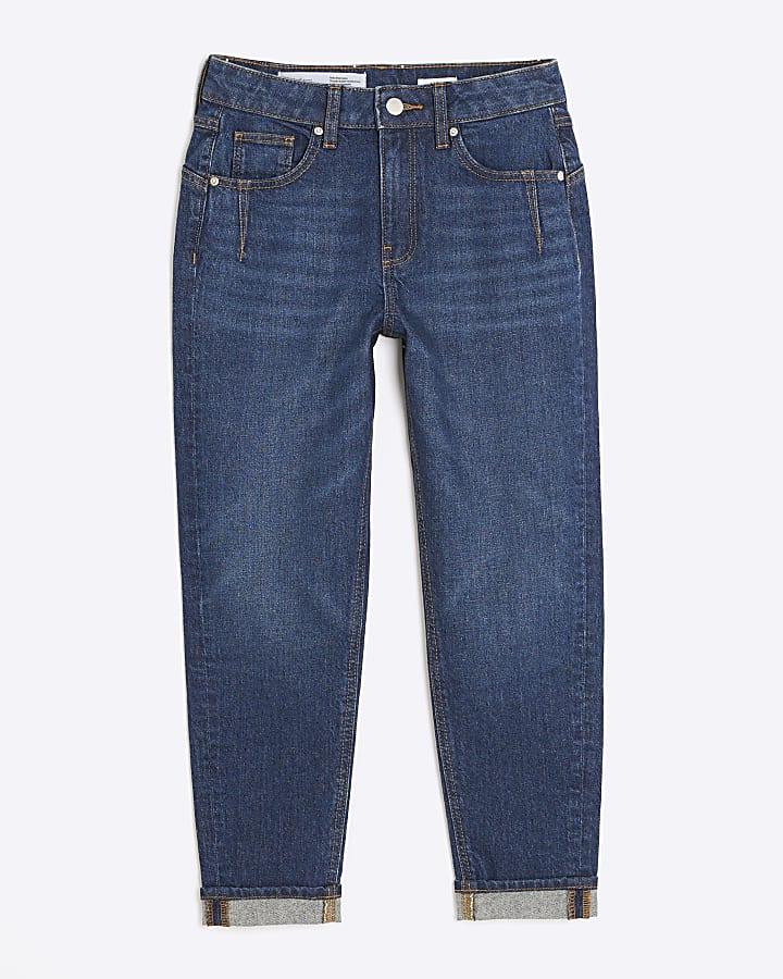 river island Petite Blue High Rise Sculpt Mom Jeans