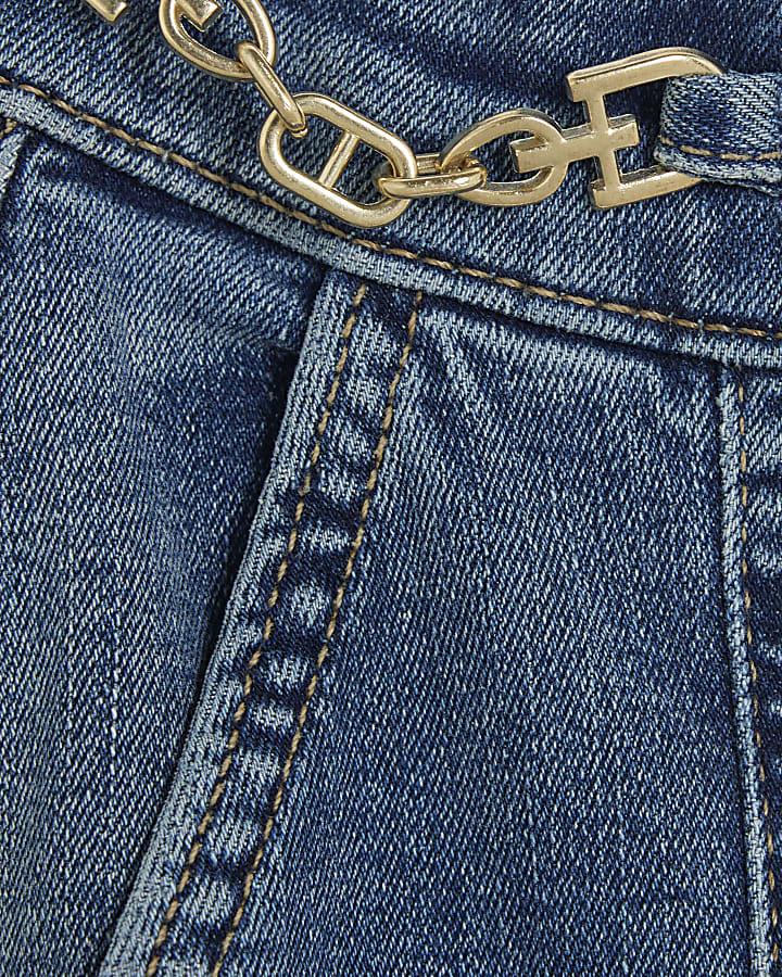 River Island Petite Blue High Rise Snaffle Flared Jeans