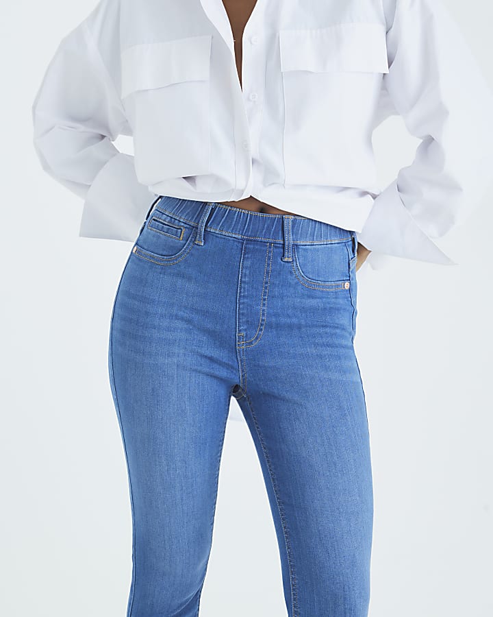 River Island Petite Blue Pull-On Sculpt Skinny Jeans