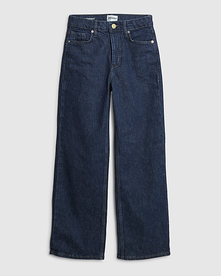 river island Petite Blue Relaxed Straight Leg Jeans