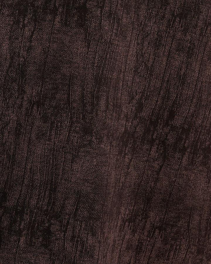 River Island Petite Brown Premium Crinkle Boxy T-shirt