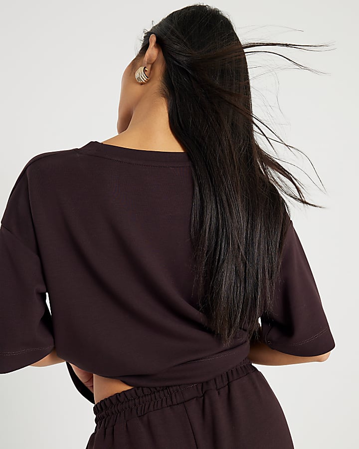 River Island Petite Brown Premium Short Sleeve T-shirt