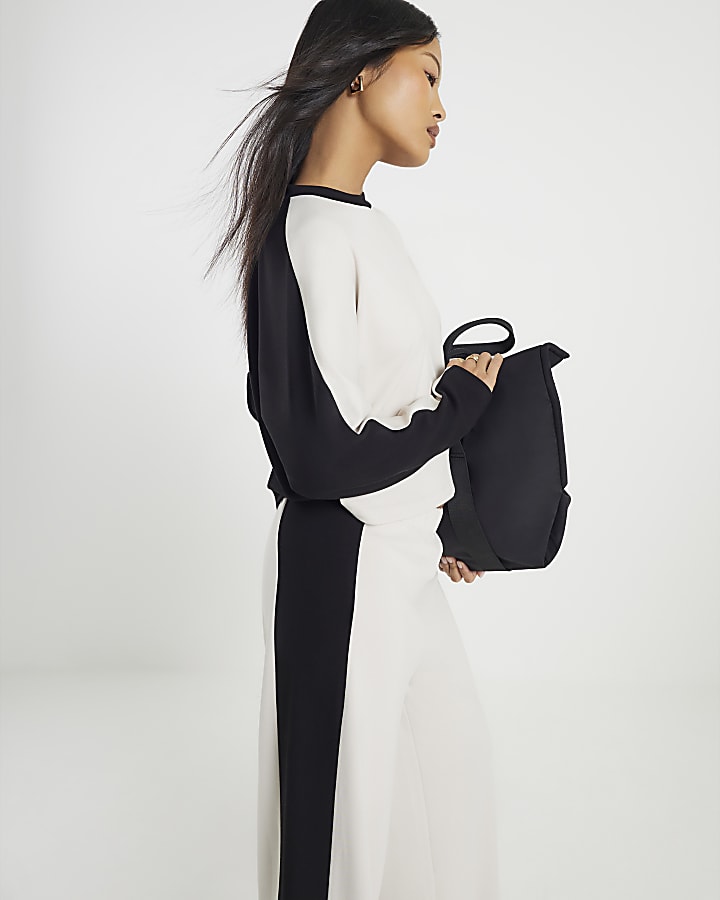 River Island Petite Cream Colour Block Batwing Sweatshirt
