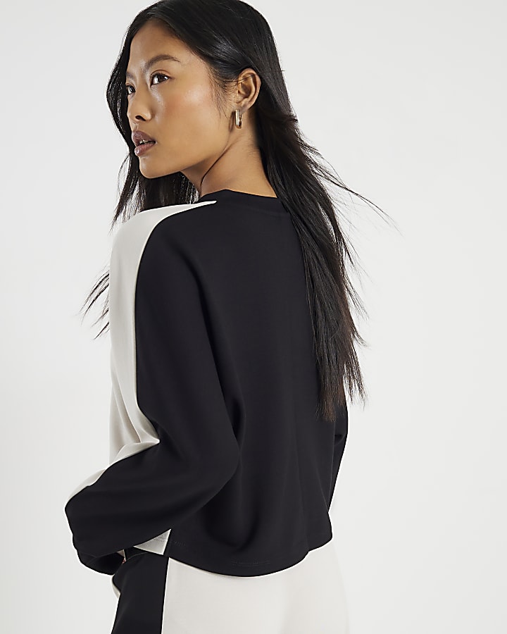 River Island Petite Cream Colour Block Batwing Sweatshirt