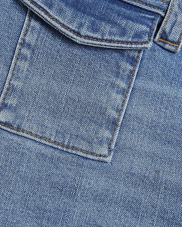 river island Petite Denim High Waisted Relaxed Flare Jeans