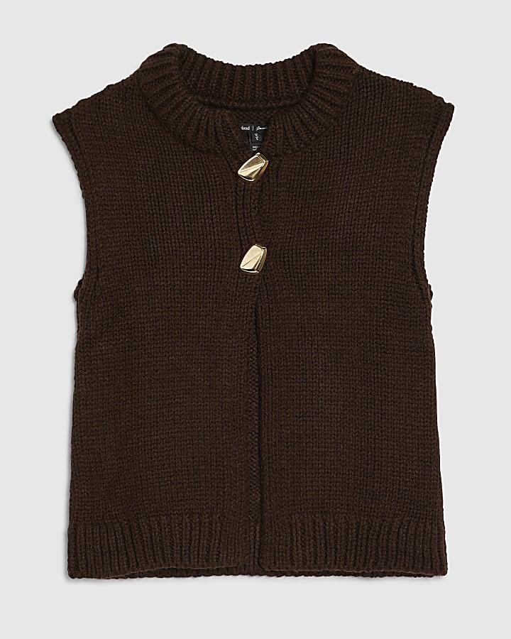 River Island Petite Knitted Sleeveless Button Cardigan