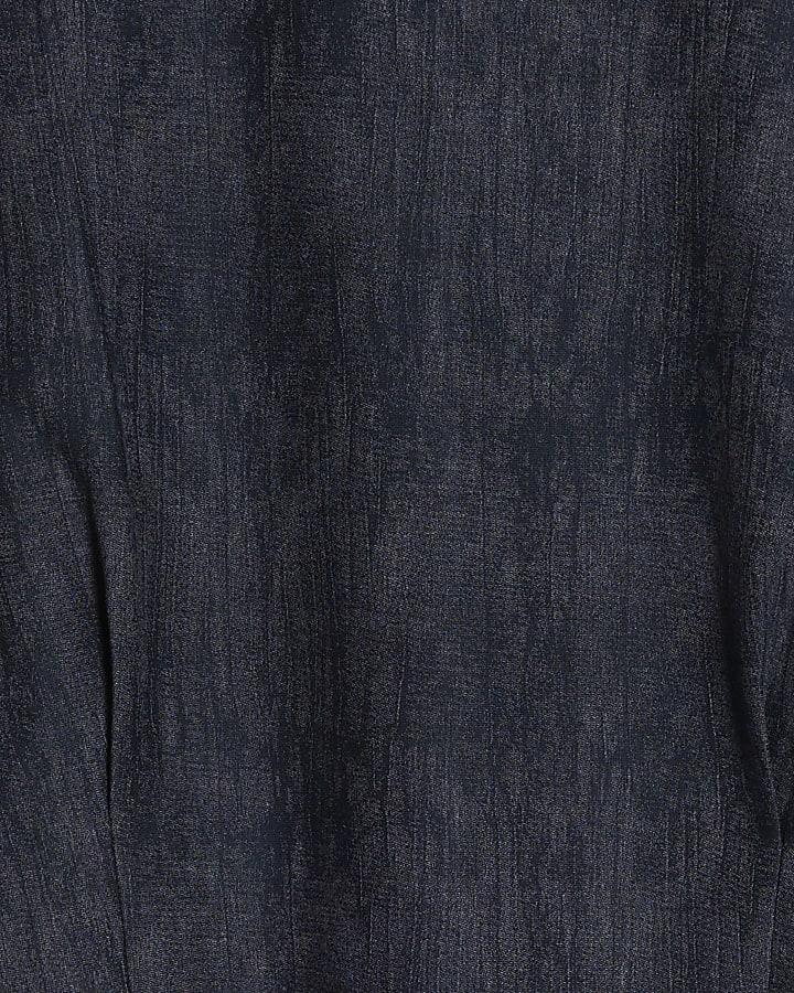 River Island Petite Navy Premium Crinkle Batwing Top