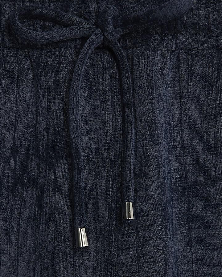 River Island Petite Navy Premium Crinkle Wide Leg Joggers