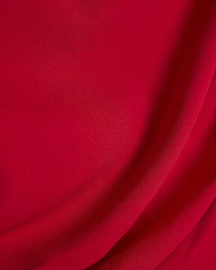 River Island Petite Red One Shoulder Drape Jumpsuit
