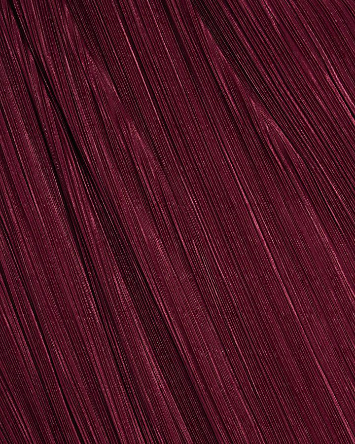 River Island Petite Red Plisse Asymmetric Drape Midi Dress