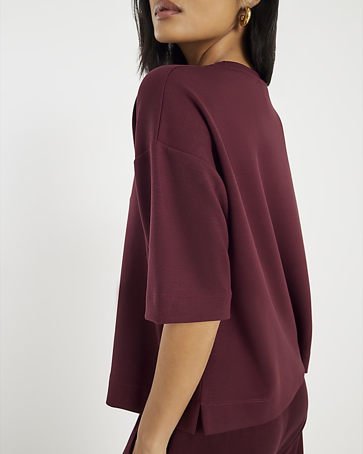 River Island Petite Red Premium Short Sleeve Boxy T-Shirt