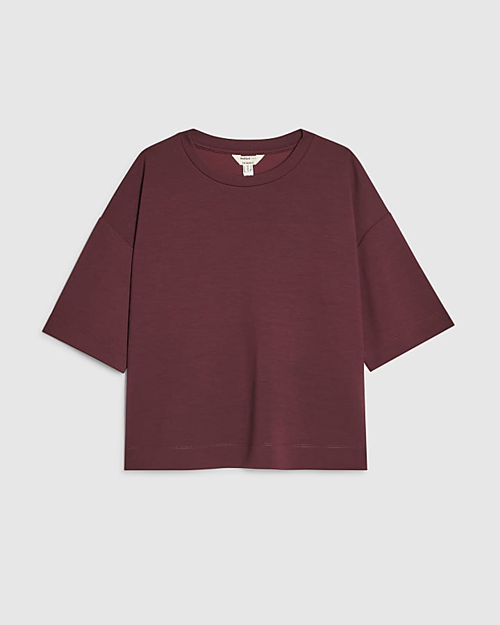 river island Petite Red Premium Short Sleeve Boxy T-Shirt