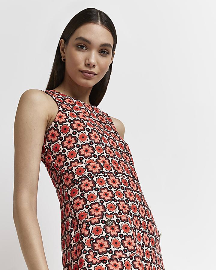 River Island Pink Floral Sleeveless Shift Mini Dress