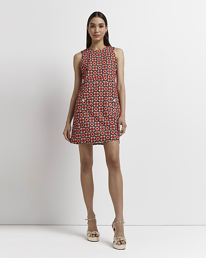 River Island Pink Floral Sleeveless Shift Mini Dress