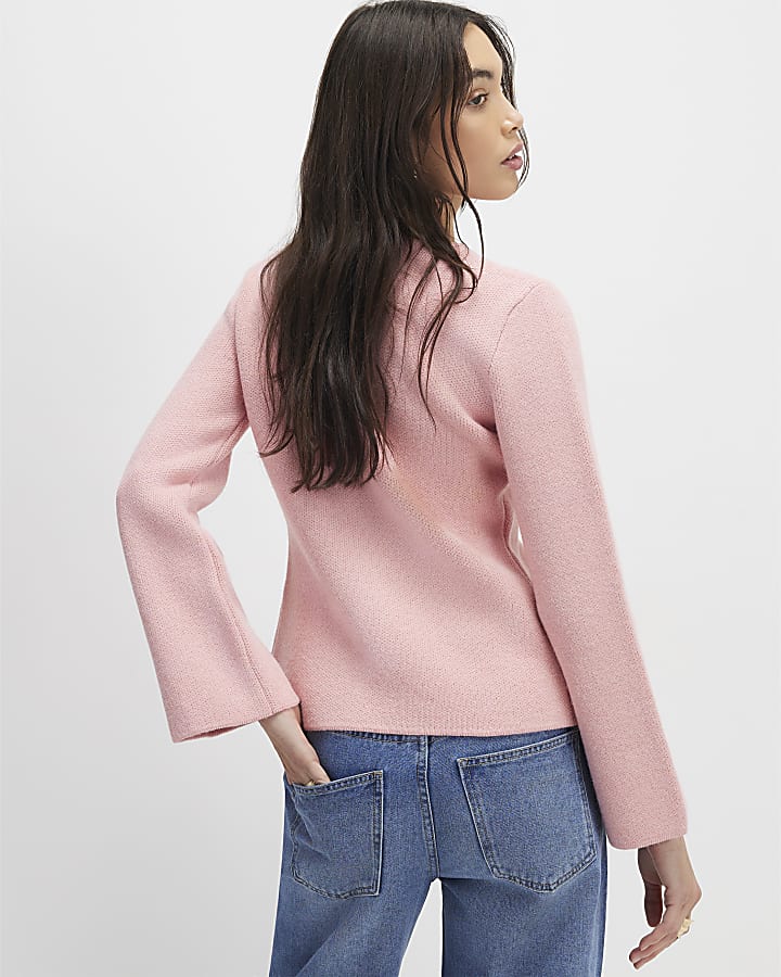 River Island Pink Long Sleeve Button Detail Cardigan