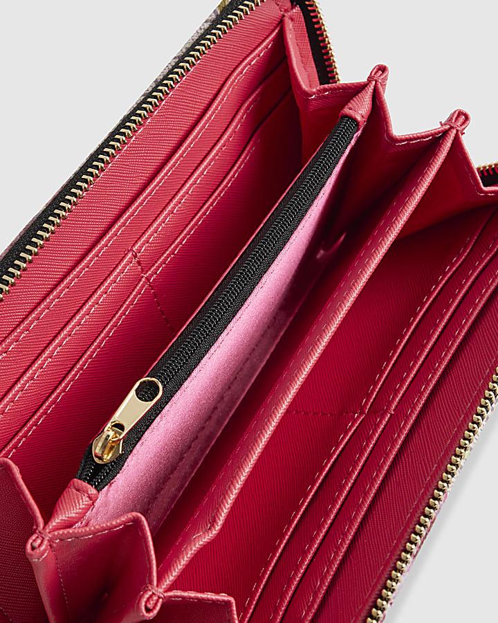 river island Pink Monogram Floral Pocket Front Purse