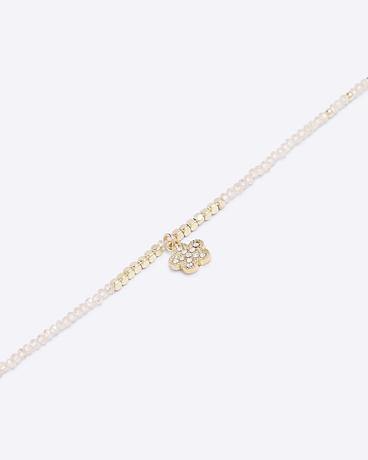 River Island Pink October Birthstone Beaded Necklace