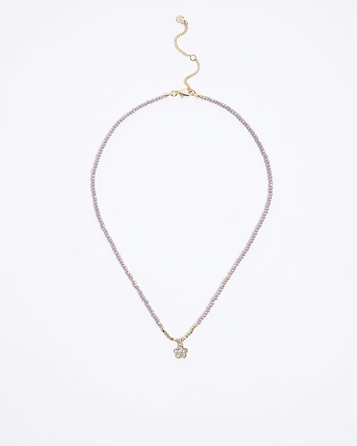River Island Purple February Birthstone Beaded Necklace