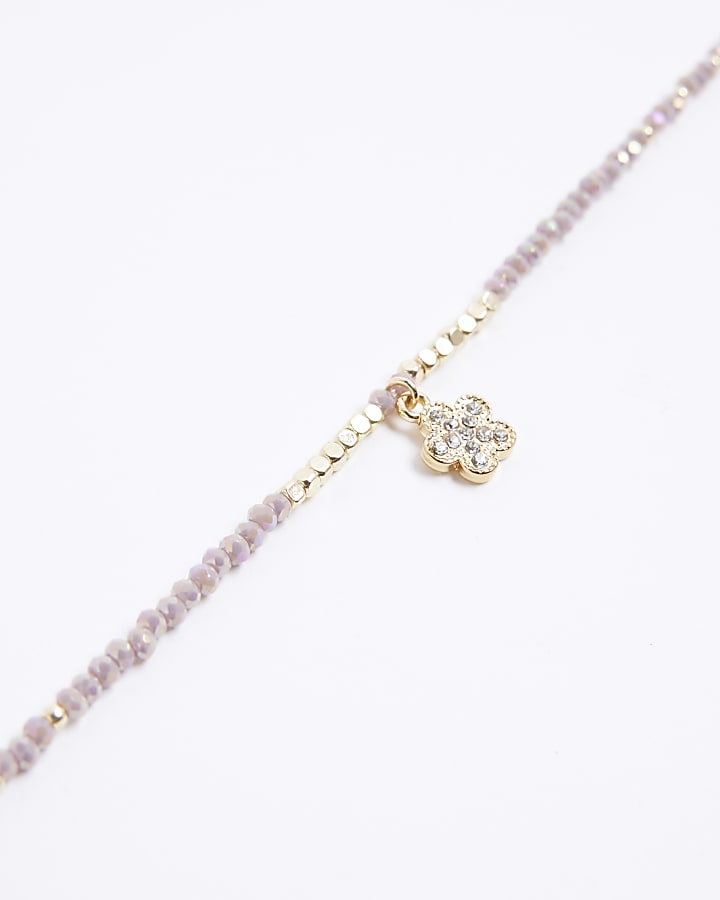 River Island Purple February Birthstone Beaded Necklace