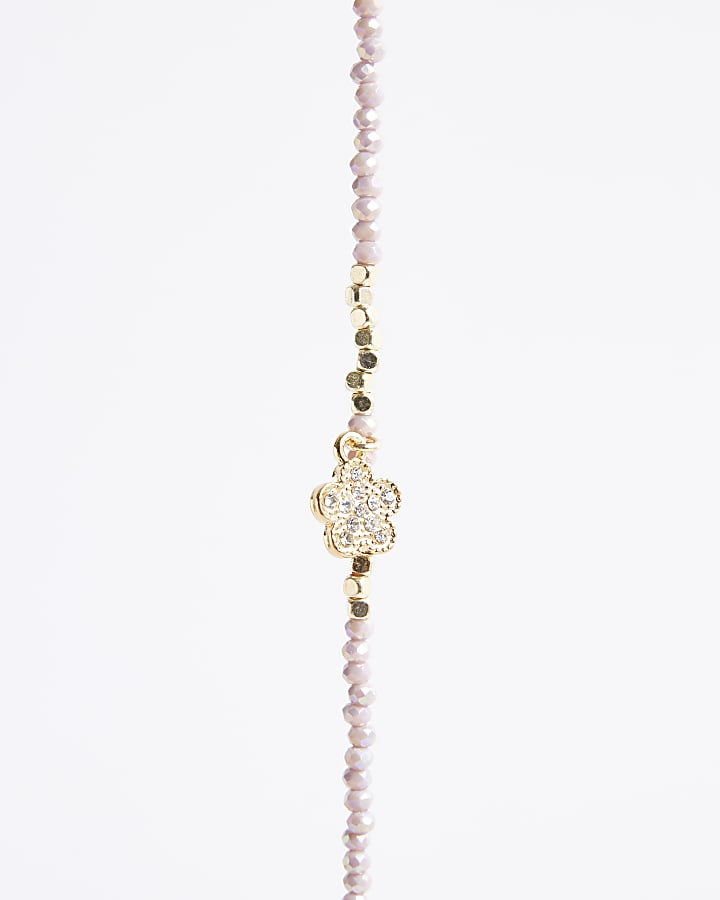 river island Purple February Birthstone Beaded Necklace