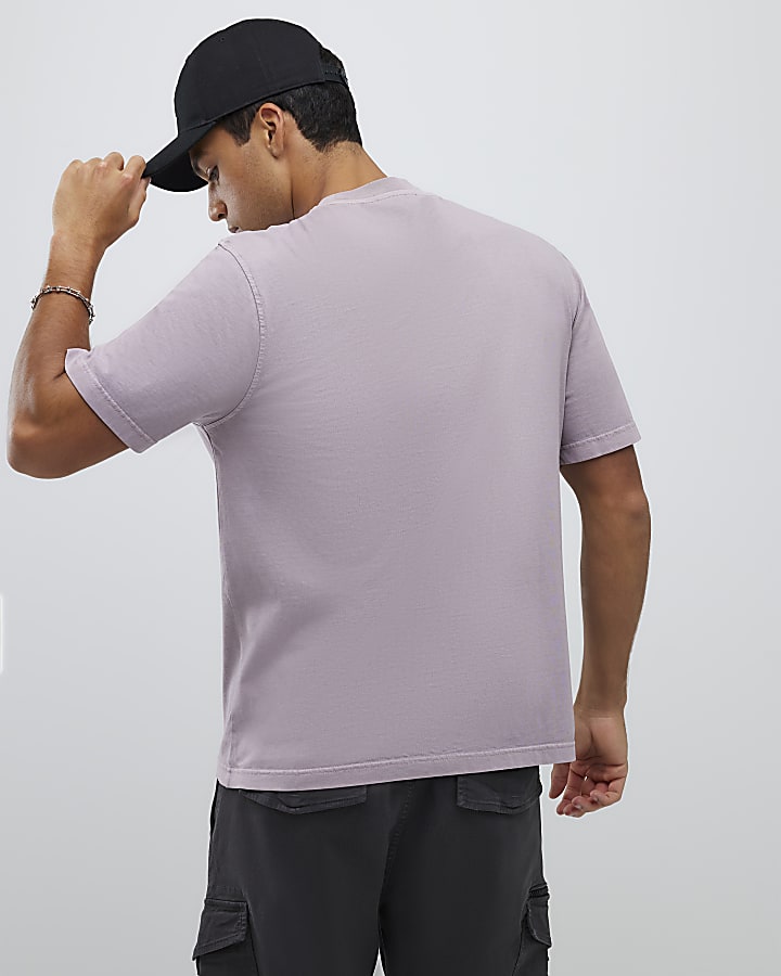 River Island Purple Regular Fit Chest Pocket T-Shirt