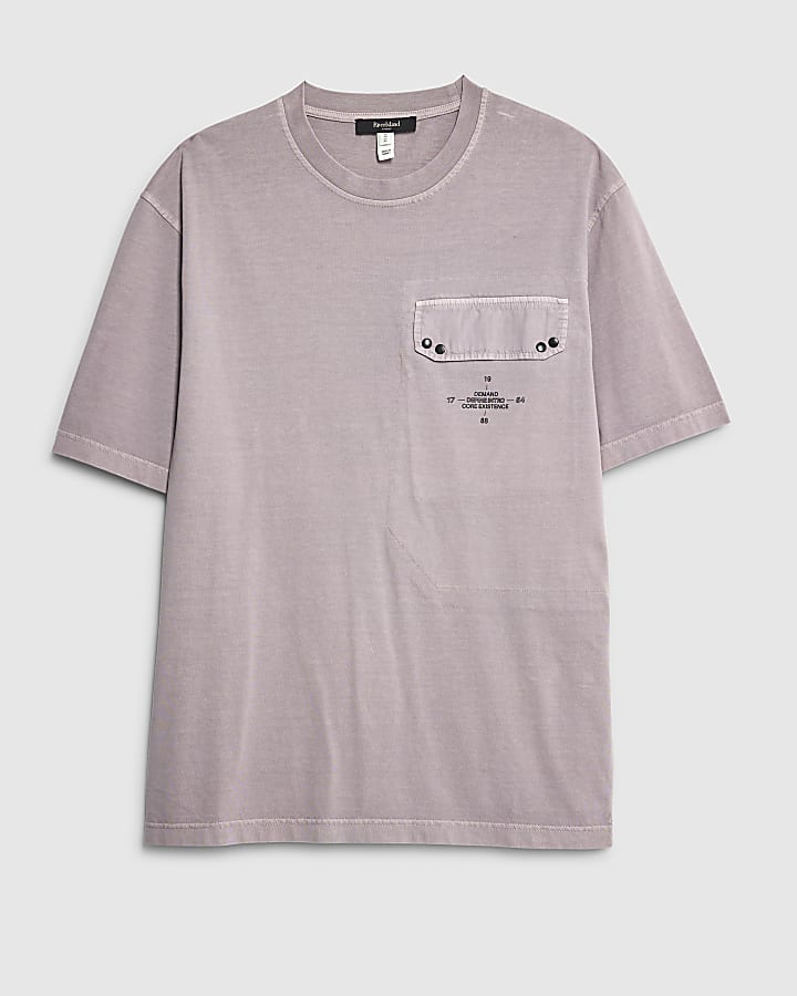 river island Purple Regular Fit Chest Pocket T-Shirt
