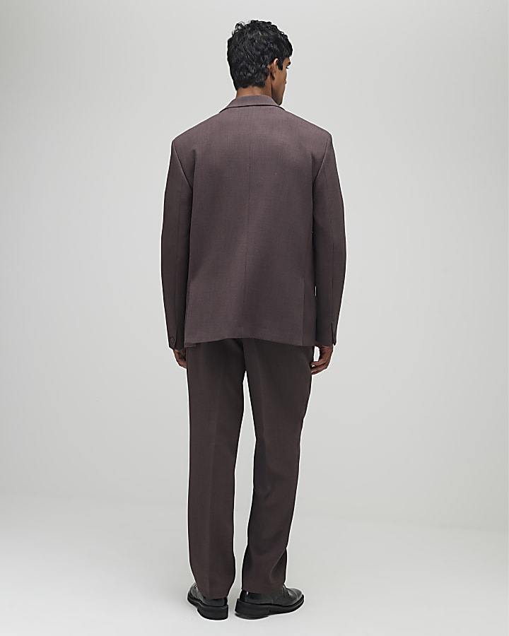 River Island Purple Relaxed Fit Pleated Suit Trousers