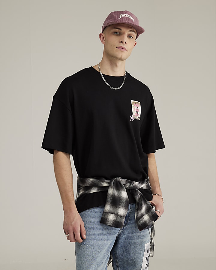 River Island Real Hackney Dave Black New York T-Shirt