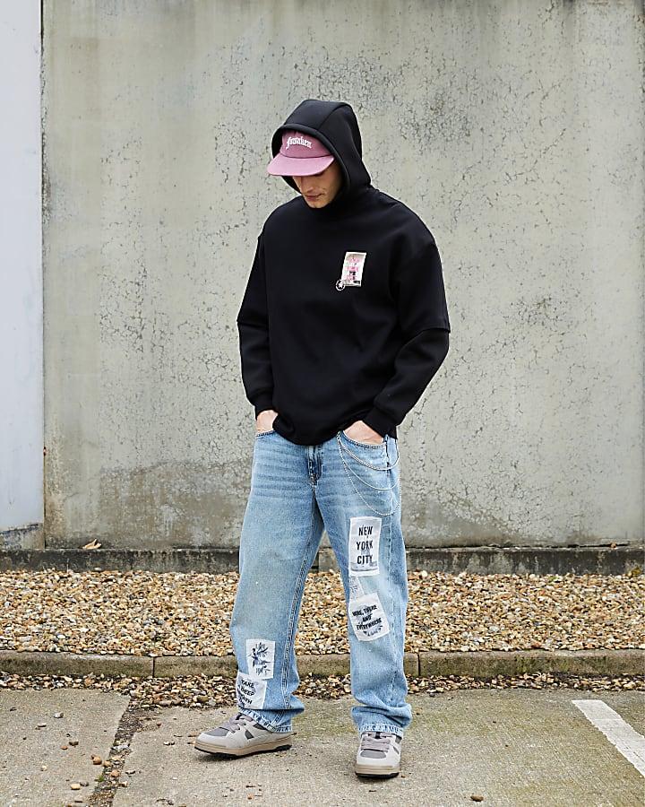 River Island Real Hackney Dave Black New York T-Shirt