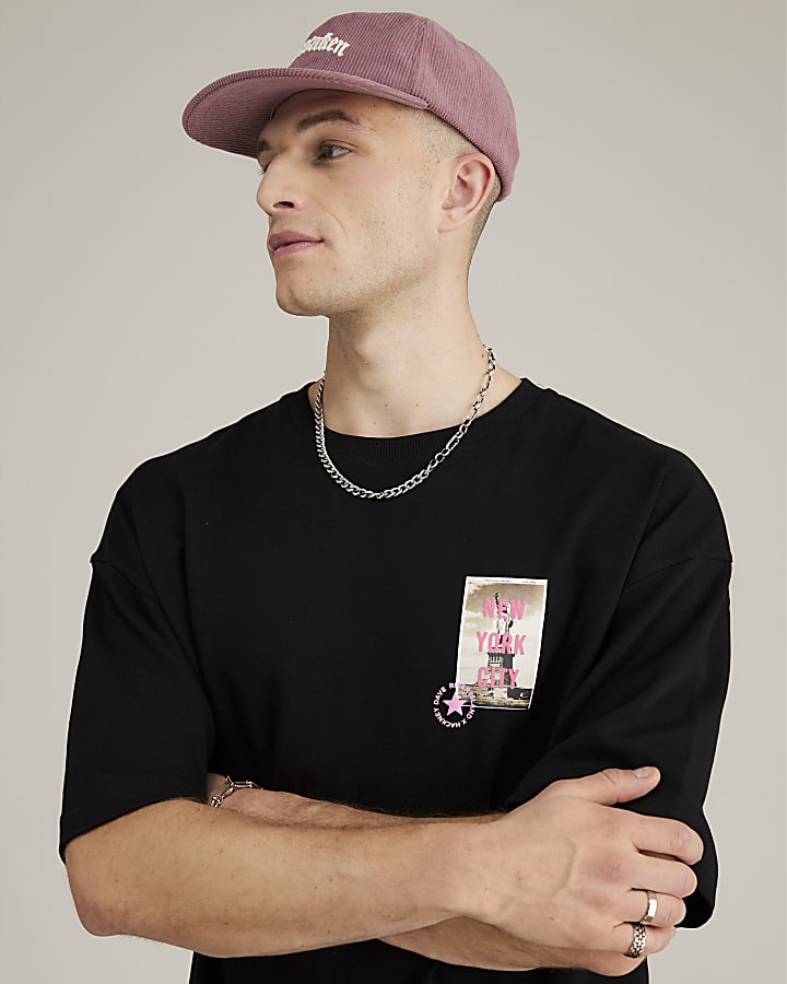 River Island Real Hackney Dave Black New York T-Shirt