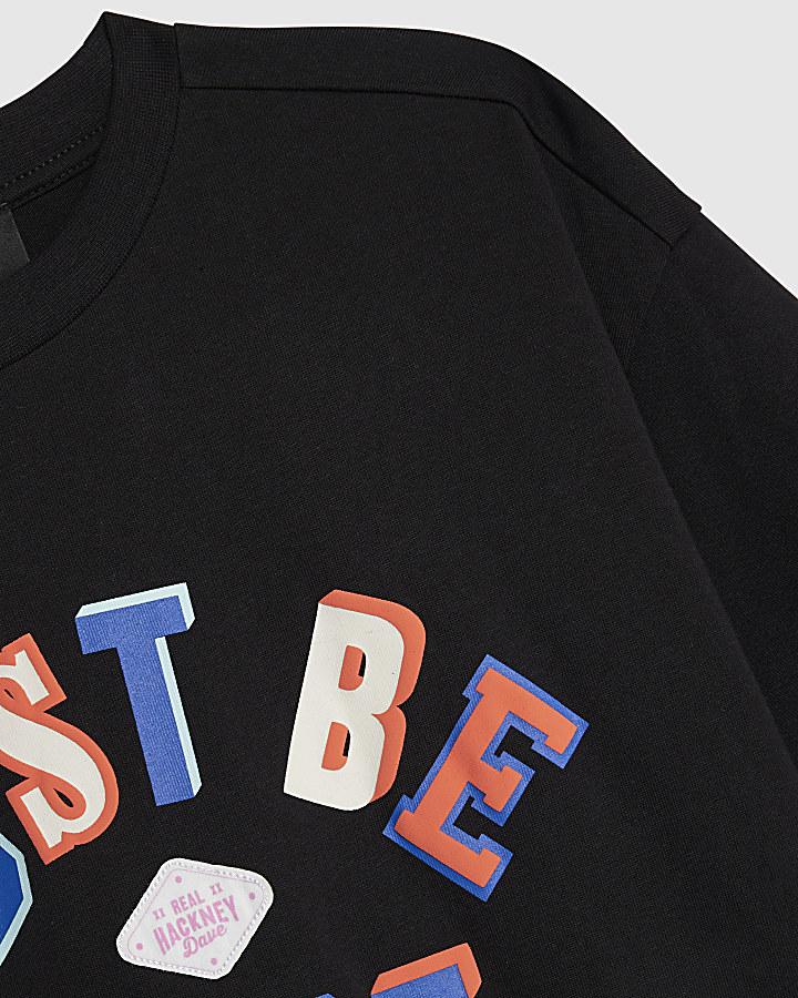 River Island Real Hackney Dave Boys Black Nice T-Shirt