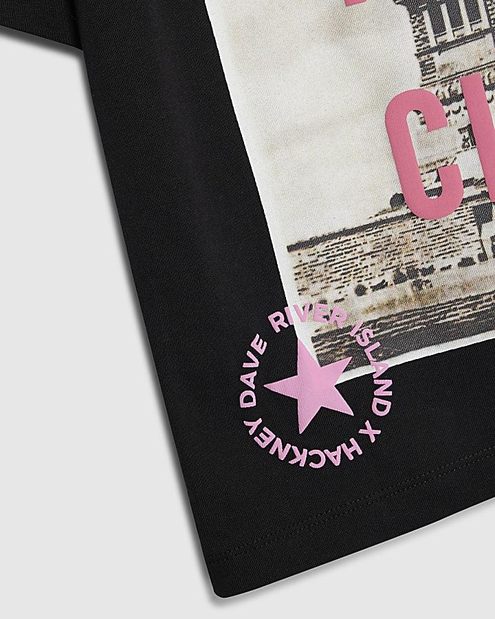 River Island Real Hackney Dave Boys Black NY T-shirt