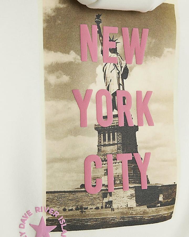 River Island Real Hackney Dave Boys Cream NY Hoodie