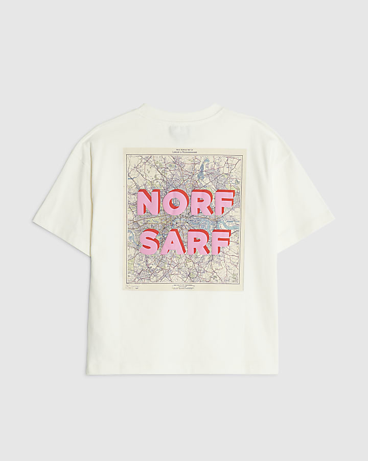River Island Real Hackney Dave Cream Boys Norf T-shirt