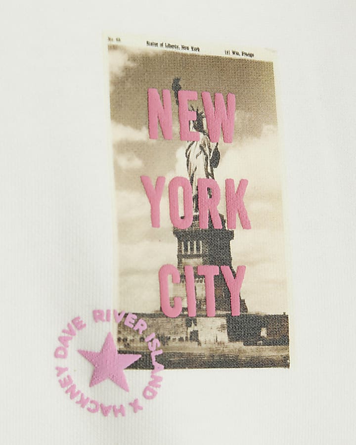 river island Real Hackney Dave Cream Mini NY Hoodie